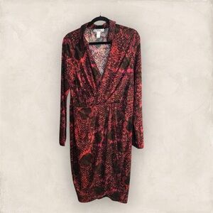 Élégant sexy Red and Black Long Sleeve Dress